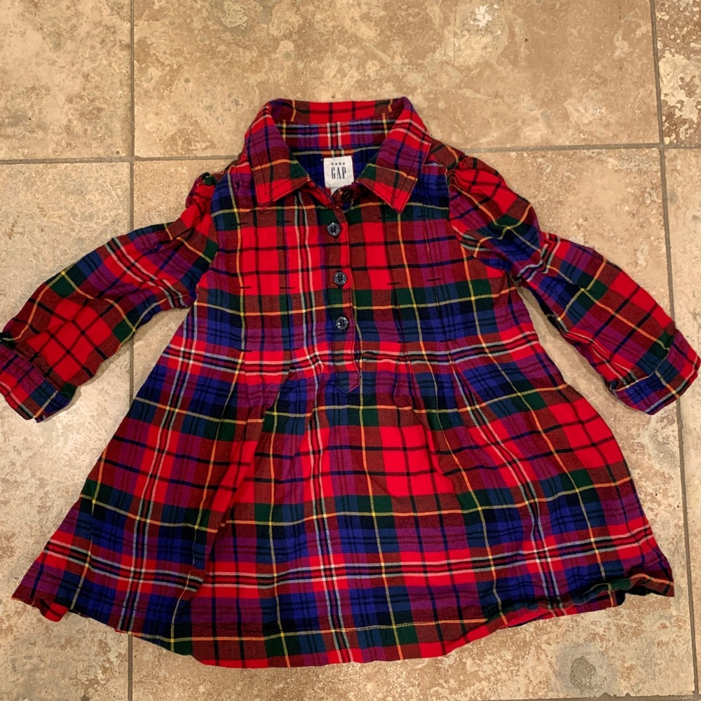 Baby Gap red plaid tunic shirt dress 12-18m